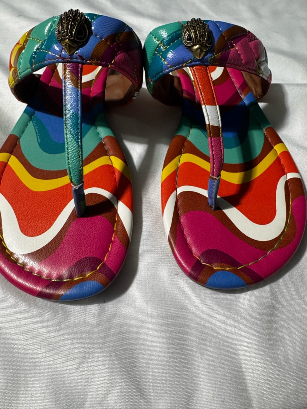 Kurt Geiger Kensington T-Bar Leather Sandals Size 38.5 (US 8–8.5) NWOB Vacation - Picture 7 of 12